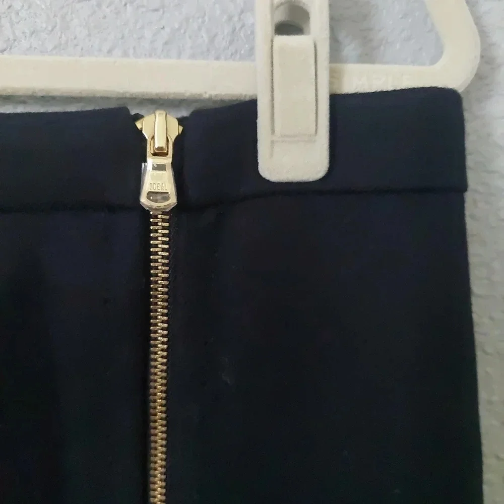 New J.Crew Wool Pencil Skirt Black -Gold Assymmetrical front zipper 12p